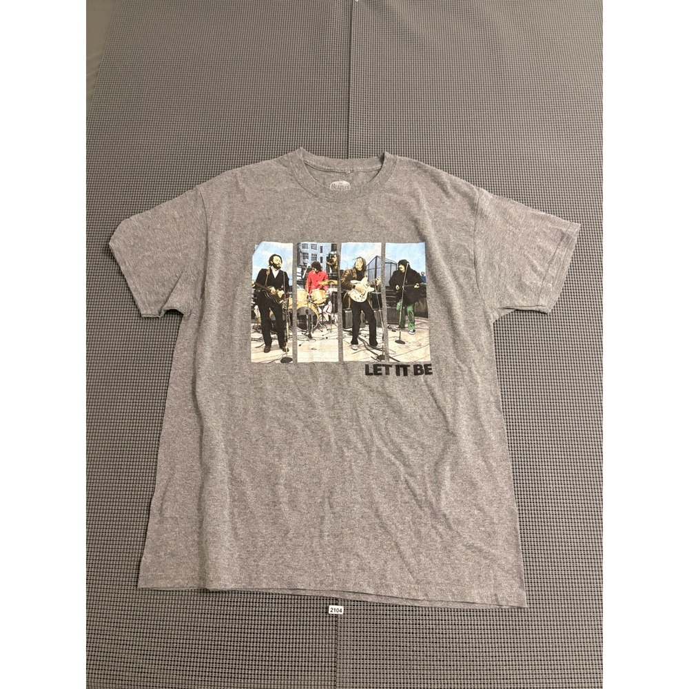 The Beatles Let It Be Graphic T-Shirt Gray Large 2021 Apple Corps Rooftop Band